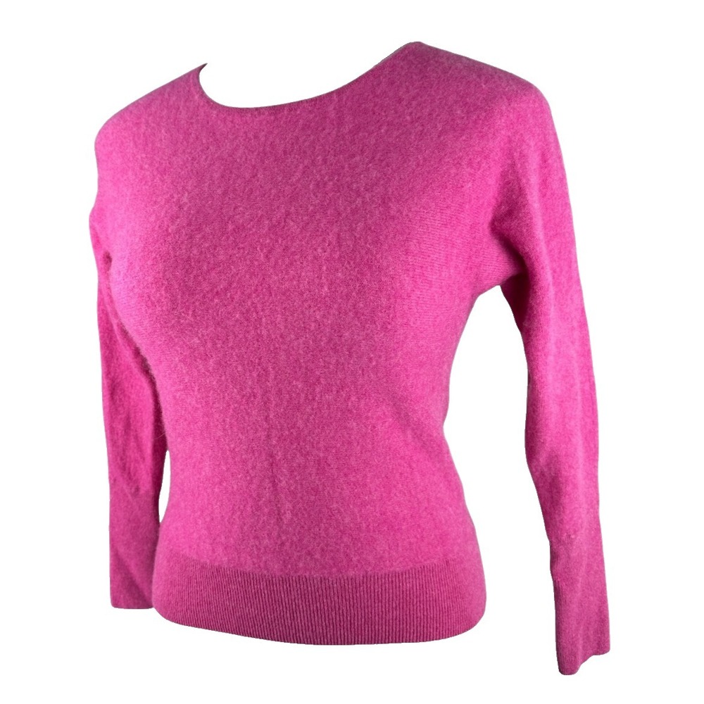 Tahari 100% 2-Ply Cashmere Women's Small Pink Long Sleeve Pullover Crew Sweater - Picture 4 of 14
